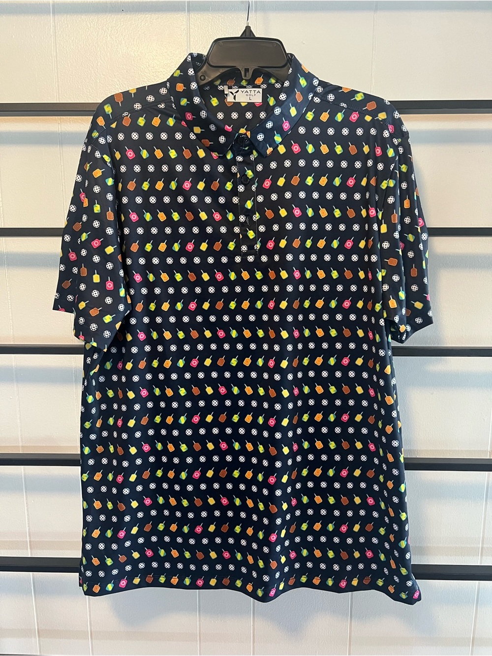 Pickle Ball Theme Men’s Shirt, Yatta Golf , Large, G8